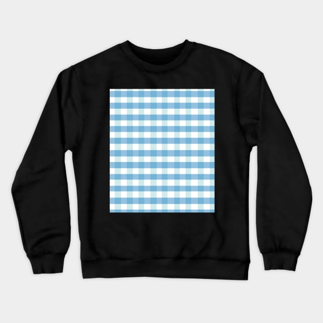 plaid checked pattern vichy tartan sky blue Crewneck Sweatshirt by maoudraw